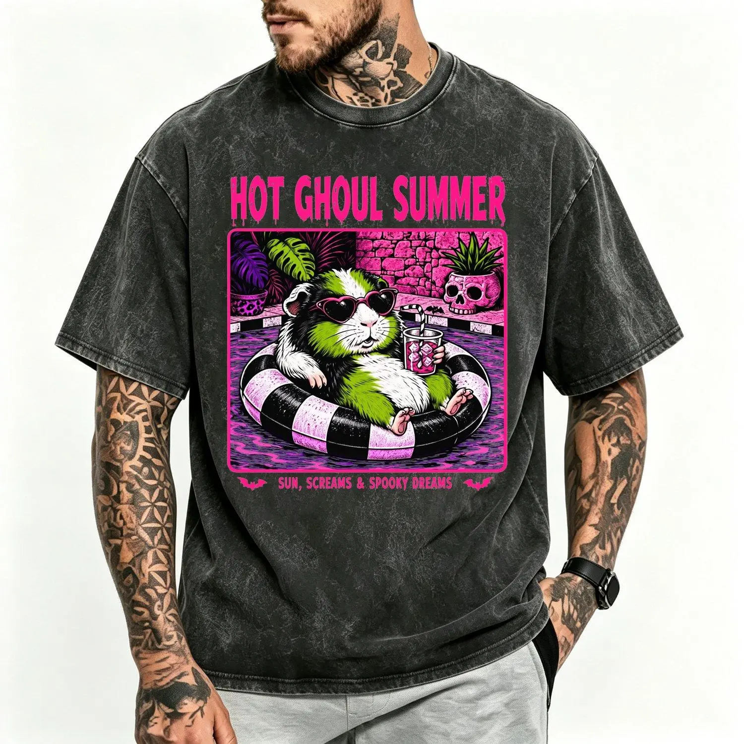 Men's Short-sleeve T-shirts Guinea Pig Ghost Costume Graphic Tee Coffee Lover Fall Apparel Casual Stylish Comfortable Fit