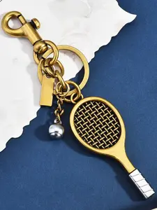 Metal Badminton Keychain Bag Charm, Fashionable Personalized Car Key Holder, High-Quality Racket Bag Key Ring, All Seasons Accessory, Fashionable Alloy Keychain