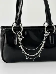 Hip Hop Star Cross Bag Chain Pendant, Fashion Metal Keychain Charm, Stylish Accessory for All Seasons, Baroque Pattern Design