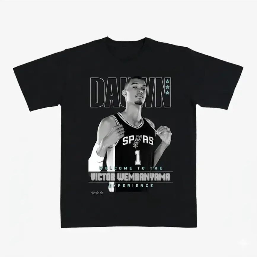 Victor Wembanyama "Welcome to the Experience" Basketball Adults and Youth T-Shirt, Black Graphic Tee Featuring DAUWN Style Spurs#1 Star Design, Graphic Tee, Vintage Y2K, Streetwear, Gift For Fan