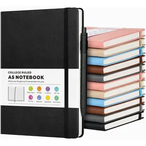 12 Pack Journal Notebooks for Work with 6 Pens, A5 Hardcover Notebook,Business Notebooks Bulk, College Ruled Notebook for Men, Leather Journal for Writing, 160 Pages, 100GSM Thick Paper (5.7" x 8.3")