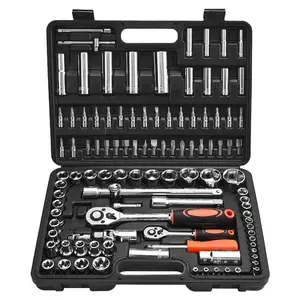 Fathersdaygift VEVOR 108-Piece CR-V Alloy Steel Socket Set, 1/4 & 1/2 Inch Drive Ratcheting Wrench Set, Metric 4-32 mm Hand Tools Kits with Bits, Accessories & Storage Case for Automotive Repair