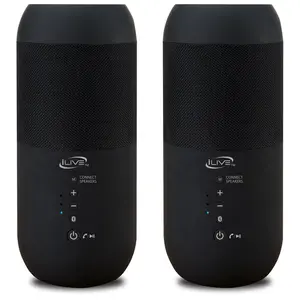 212 MAIN Wireless Bluetooth v5.0 Rechargeable Outdoor Audio Speaker - Weather-Resistant, Waterproof, Portable, Rubberized, 60ft Range, Black with Stakes