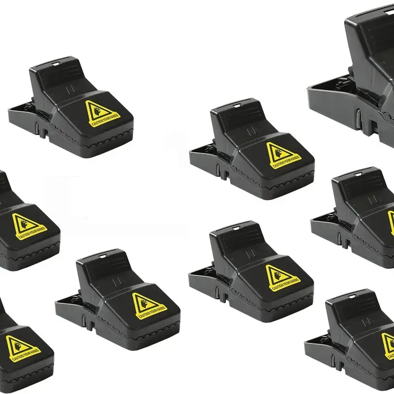 12-Pack Full Black Mouse T-R-A-P-S Reusable R-o-d-e-n-t Control Devices Quick Sanitary Safe Solution with Sensitive Trigger for Indoor Outdoor Use Durable Washable ABS Plastic S-n-a-p T-r-a-p Mechanism Hands-Free Release System