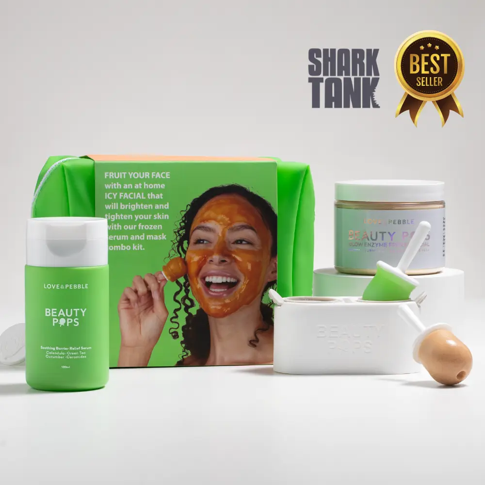 BEAUTY PO️PS 2 in 1 Bundle (two facials in one bundle) Glow & Sooth Icy Facial Kit with both Glow Enzyme Mask and Soothing serum Hydrating, Brightening, Moisturizing, and Exfoliating Skincare