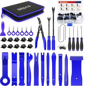 Nilight Trim Removal Tool 88Pcs, Auto Push Pin Bumper Retainer Clip Set Fastener Terminal Remover Tool Adhesive Cable Clips Kit Car Panel Radio Removal Auto Clip Pliers dealsforyoudays