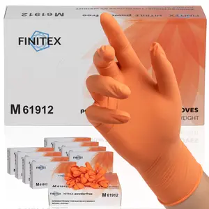 FINITEX Orange Disposable Nitrile Exam Gloves, 3.5Mil Powder-Free Latex-Free Easy to Use Waterproof for Doctor Surgical Household Kitchen Cook Food Pet Care Cleaning Gloves, Spring Valentine Holiday Love Gifts
