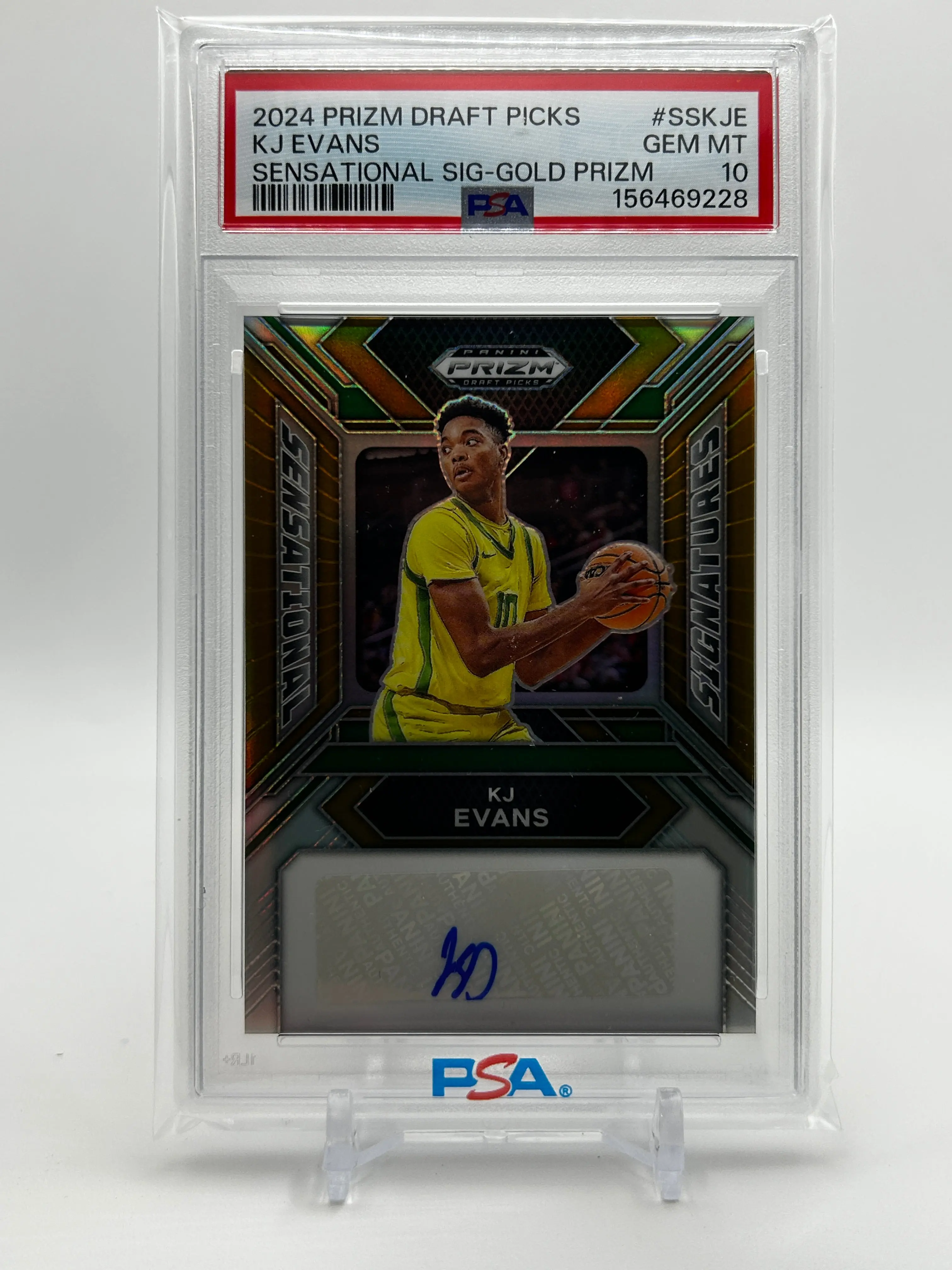 2024-25 Panini Prizm Draft Picks Kwame KJ Evans Gold Prizm Auto /10 PSA 10
