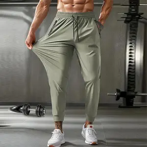 Cuffed Sweatpants, Zipper Side Pockets, Adjustable Drawstring Waist, Solid Color Minimalist, Casual Sport, Gym, Outdoor Activities, Gray, Khaki, Blue, BlackGift