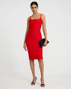 EXPRESS x bebe Square Neck Bandage Midi Sheath Dress