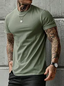 Men's Summer Solid Color Short Sleeve T-Shirt, Comfortable, Breathable,