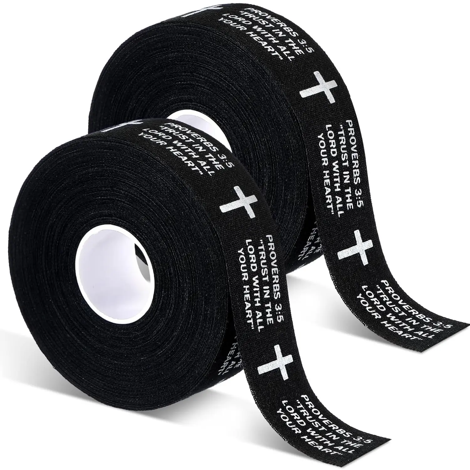 2 Pack Christian Hockey Tape Cross Bat Grip Tape Cotton Sports Stick Tape 1 Inch x 15 YD
