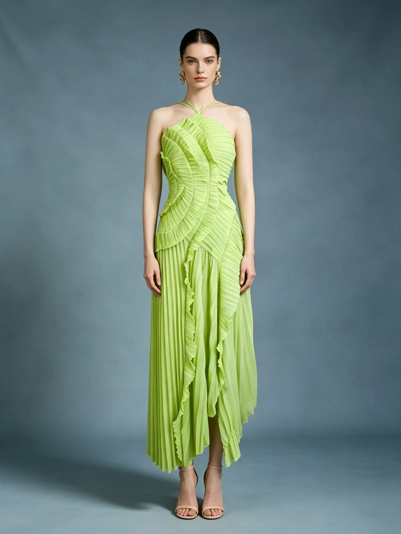 Women's Elegant Chic Maxi Dress, Striped Design, Asymmetrical Hem, Strapless, Party & Casual Wear, Light, Lightweight, Summer Fashion, Asymmetrical Ruched Dress