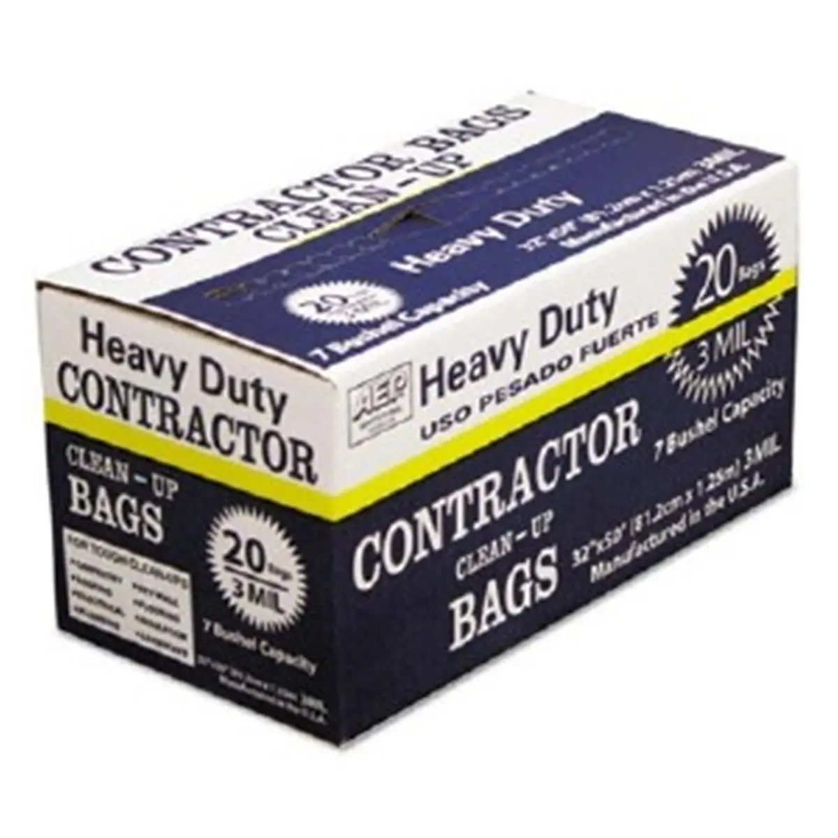 212 MAIN Heavy-Duty Contractor Plastic Sturdy Trash Bags, 0.7mil Thick, 32x50 in, 55-60Gal, Puncture Res., Black Home Care Supplies, 20-Count Easy-to-Store Box Carton