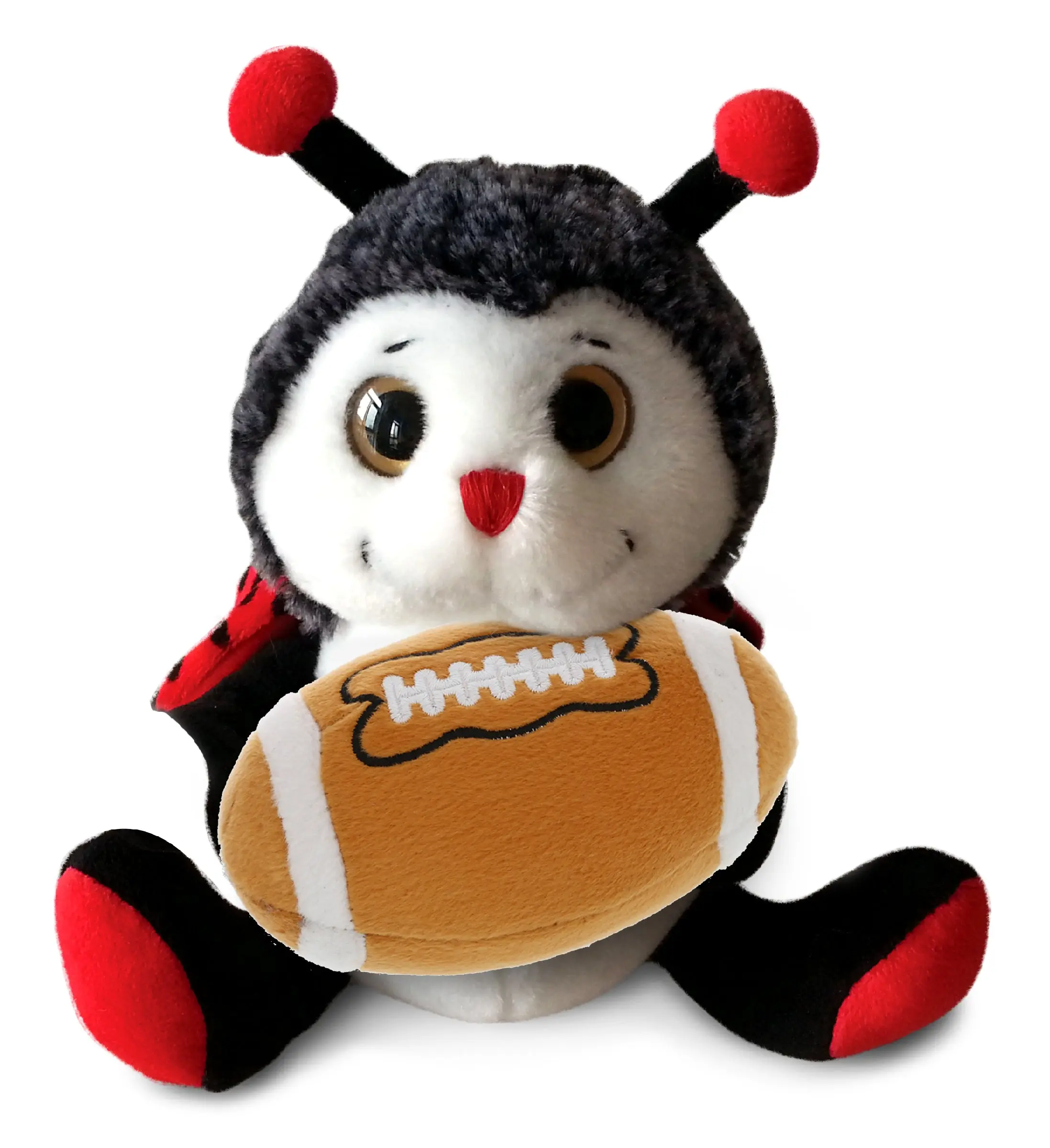 DOLLIBU Plush Football Stuffed Toy - Sitting Ladybug Design, Toddler-Safe Fluffy Stuffed Toy, Luxuriously Soft Polyester Construction, Toddler-Safe Stuffed Toys, Fluffy Stuffed Toys