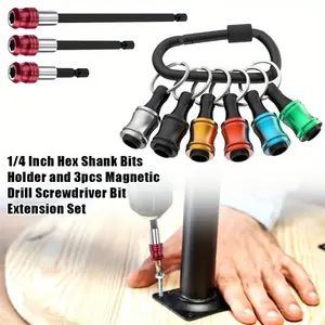 3 Pcs 1/4 Inch Hex Shank Magnetic Drill Screwdriver Bit Extension Set with Quick Release Bit Holder Chuck Adapter Extender for Impact Driver Nuts Screws Drill,Hand Tools Kits,Tools & Hardware