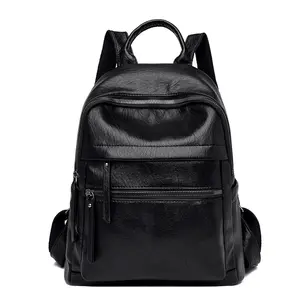 PU Soft Leather Casual Large-Capacity Backpack for Students