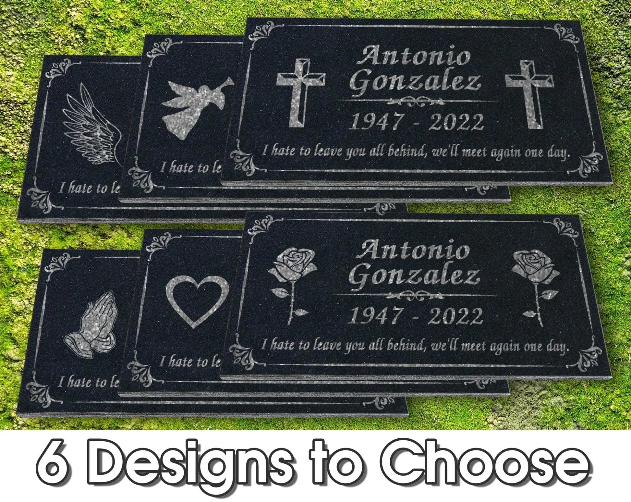 Custom Memorial Stone Rose Prayer Hands Christ Angel Jesus Personalized Garden Heart Angels God Indoor Outdoor Yard Grave Engraved Granite