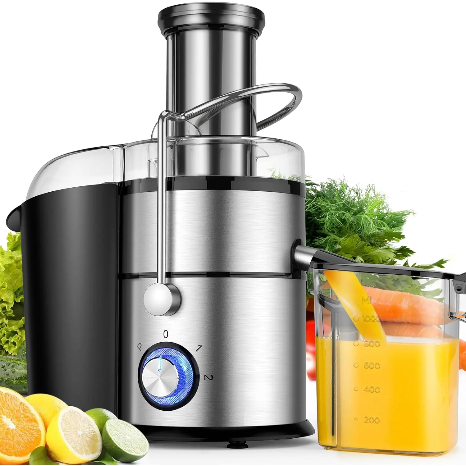 1300W  Centrifugal Juicer Machines, Juice Extractor with  3inch Feed Chute, Full Copper , Titanium-Plated Filter, High Juice Yield, 3 Speeds Mode,Easy to Clean with Brush,