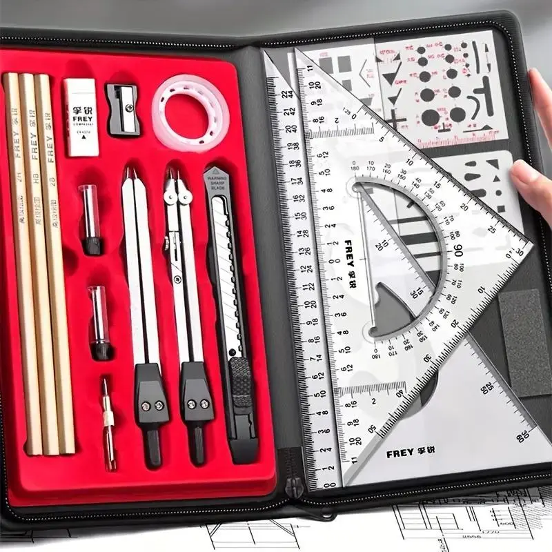 Professional Drawing & Drafting Tool Set, Precision Geometry & CAD Tools, Versatile Measuring Instrument Kit, Measuring Marking Tool for Educational & Architectural Drafting