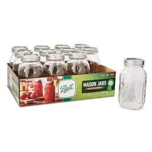 Ball Regular Mouth Quart 32-Oz. Glass Mason Jar with Lids and Bands, 12-Count