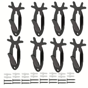 8pack Deer Head Wall Hooks, Vintage Metal Wall Decor, Suitable for Bathroom, Bedroom, Balcony, Bath Accessories, Home Decoration, Wall Mounted Hook