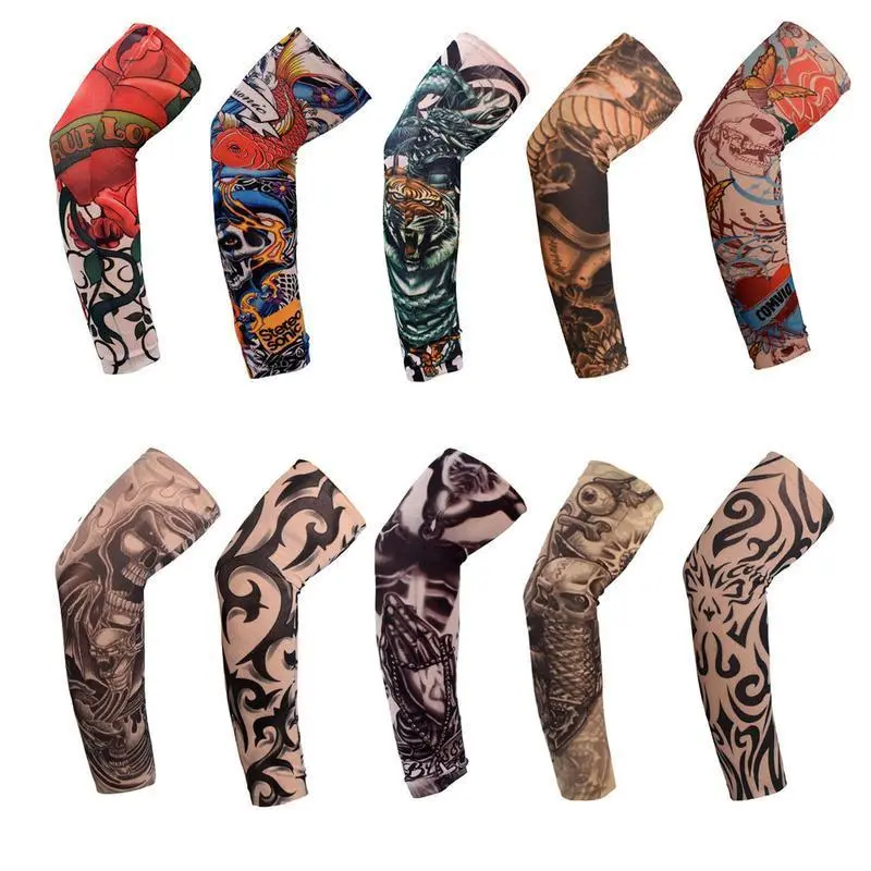 Breathable Ice Silk Arm Sleeves (10 Pairs), UV Protection Tattoo Sun Sleeves for Men & Women, Cooling Arm Covers for Outdoor Sports & Fishing
