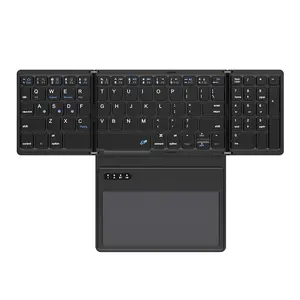 Leather Folding Wireless Bluetooth Keyboard with Touchpad Multi-System Tablet Phone Universal Folding Keyboard