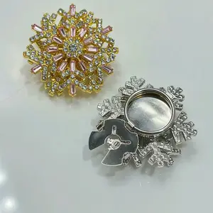 Rotating snowflake full-diamond suit cufflinks decorative clasp, interchangeable with high-end shirt clips and turtle clasp