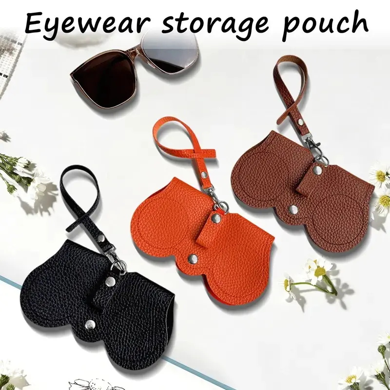 Modern Leather Glasses Case for Men and Women, Shockproof Soft Leather Zipper Eyewear Bag with Detachable Belt Loop Clip, Portable Sunglasses Storage Case for Travel, Camping Backpack, Handbag and Outdoor Activities