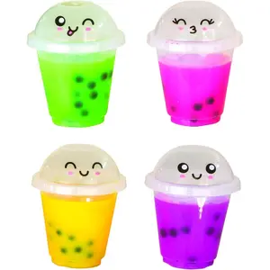 Raymond Geddes Anime Boba Tea Slime Toy - (Pack of 12) - Relaxing Boba Toys with 4 Colors - Soft and Stretchy Fun Slime Toys