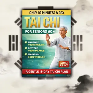 10-Minute Daily Tai Chi Book for Seniors 60+, Standing & Seated Postures, Beginner Home Traditional Tai Chi Guide, 18-Day Gentle Wellness Plan, Large Print, Tai Chi Exercises, Improve Mobility & Balance, Stress Relief Posture Improvement Fitness Guide