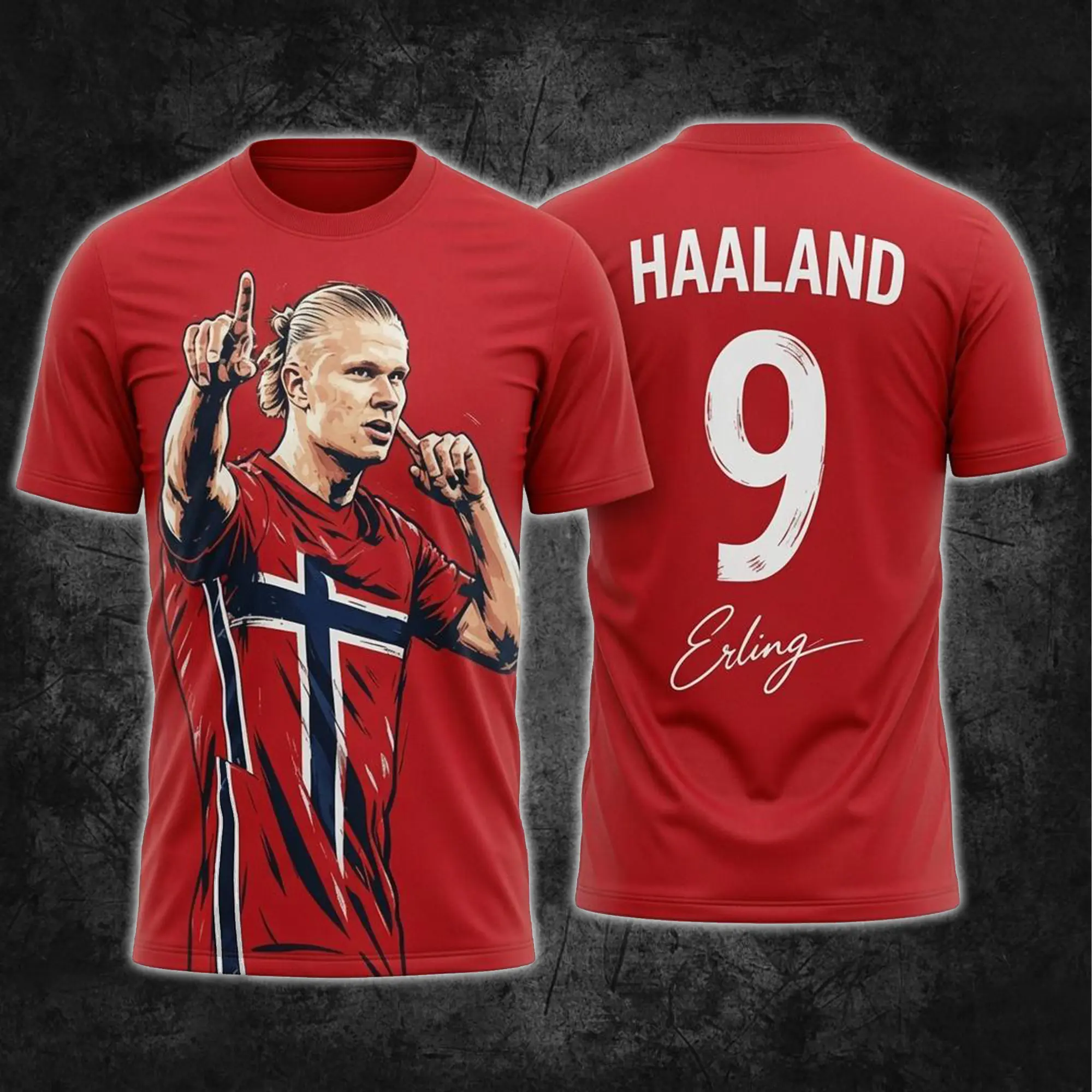 [Wear] Erling Haaland #9 Norway Oversized Cotton T-Shirt V10, Viking Striker Soccer Graphic Tee, Sunday Football Outfit, Vintage Norway Fan Shirt, 2026 Soccer Supporter Tee, National Team Inspired Gift Shirt.