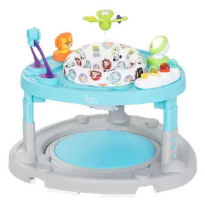 Bounce N' Glide 3-in-1 Activity Walker with Removable Air Cushion & Toys Included Adjustable Height & Wheels for Stationary Air Bouncer & Walker Modes