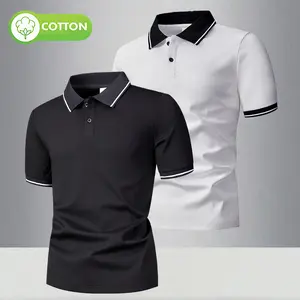 This 2-pack of men's solid color short-sleeved polo shirts is made of slightly stretchy, comfortable cotton fabric. It features a classic retro style and is suitable for golf, outdoor leisure, and fitness. An ideal gift for your husband or boyfriend.