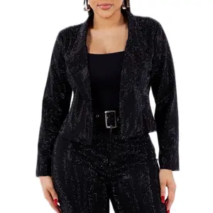 Deborah Blazer - Diamond Studded Blazer 55% Cotton 40% Spandex 5% Spandex Women's Fashion Jacket