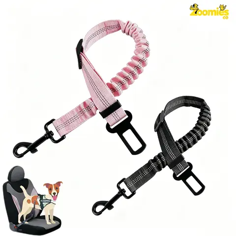 Dog Seat Belt for Driving - Durable Nylon Retractable Dog Car Harness, Adjustable 24-31 Inches, Aluminum 360-Degree Rotational Clasp, Elastic Buffer Pet Vehicle Safety Accessory