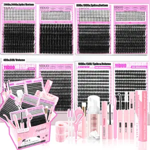 1743pcs 10 Styles Eyelash Clusters Kit, oversized/ultra-thick/dramatic/volumizing/full-length/spiky/Bottom lash clusters, Spikes Lash Clusters. clusters suitable for beginners and experts alike.   Easy application for natural everyday looks.