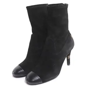 Pre-owned CHANEL Suede Small Leather Goods Ankle Boots Leather Boots