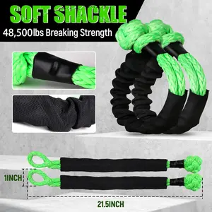 1"×30ft Kinetic Recovery Tow Rope (46500lbs) Heavy Duty Energy Rope with 2 Soft Shackles, 30% Elasticity Offroad Power Rope for Truck Jeep Car ATV