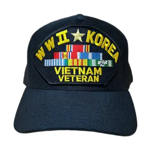 WWII-Korea-Vietnam Veteran Snapback Hat – 6-Ribbon Embroidered Patch