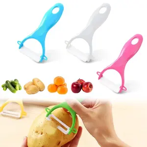 3 PACK Ceramic Peeler Set, Durable Hard Ceramic Blades, Rust-Resistant, Sharp for Potatoes Carrots Apples Ginger, Easy Grip, Quick Clean, Kitchen Fruit Peeler Utensils