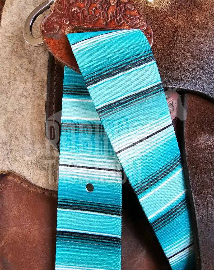 Blue serape latigo and off billet set