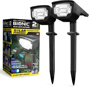 Bell+Howell Solar Lights Outdoor Bionic Burst Waterproof IP67 Path Lights, Landscape Outdoor Solar Lights for Yard Auto On/Off LED Bulbs, Wireless, Multicolor, Adjustable Light 2 Pieces