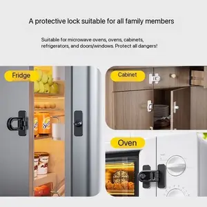 Safety Fridge Door Lock, Adhesive Combination Refrigerator Lock, Childproof, Child Safety Feature, No Drilling Required, Adhesive Installation, Suitable for Fridge, Cabinet, Window, Drawer