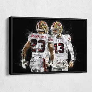 Christian McCaffrey & Brock Purdy Canvas Print - San Francisco 49ers Wall Art, NFL Decor for Home, Man Cave, Football Gift, Framed Poster ( Unframed - Print Only ) (No Frame)