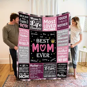 Four Seasons Suitable Flannel Blanket - Printed with The" Best Mom Quotes" Pattern and Made of Thick Material. Suitable for Sofas, Beds, Offices, Travel, Outdoor Camping, Single/double Nap Blankets, Suitable for Men, Women, and Pets. Multi
