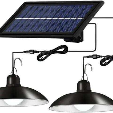 Solar Shed Lights, 1-to-2 Solar Pendant Lights, Outdoor Hanging Lights with Remote & Dusk to Dawn, Waterproof for Shed Barn Gazebo Garage