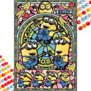 5D DIY Full Drill Round Diamond Painting - Diamond Painting Kit Minion Mosaic Canvas DIY Wall Art, Home Wall Decoration, Diamond Art Tools