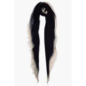 Cashmere and Silk Scarf Black Burnout